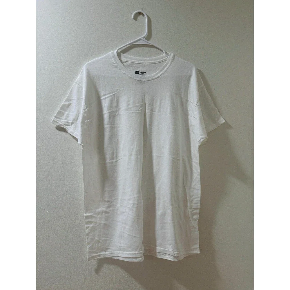 Hanes Crew Neck T Shirt Undershirt Large White Pack Cotton 100%
